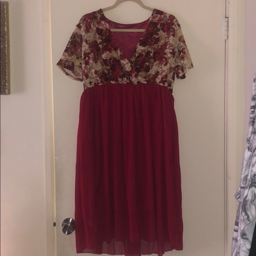 Plus size red wine dress